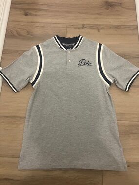 Polo by Ralph Lauren Gray Polo with Navy and White Trim